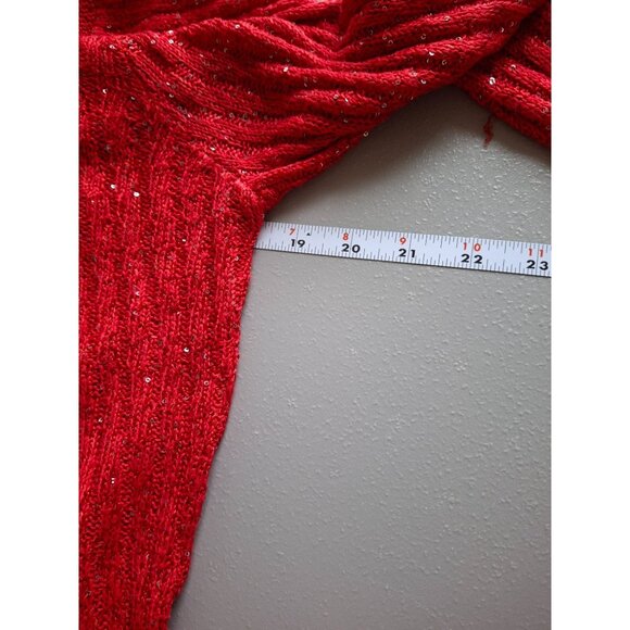 APT 9 Sequin Knit Sweater MRed Long Sleeve Holiday Party Pullover Minimalist - Picture 7 of 9